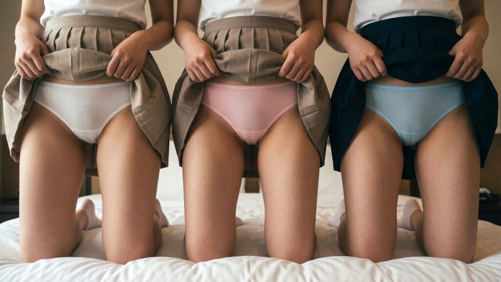 膝立ちパンチラ①