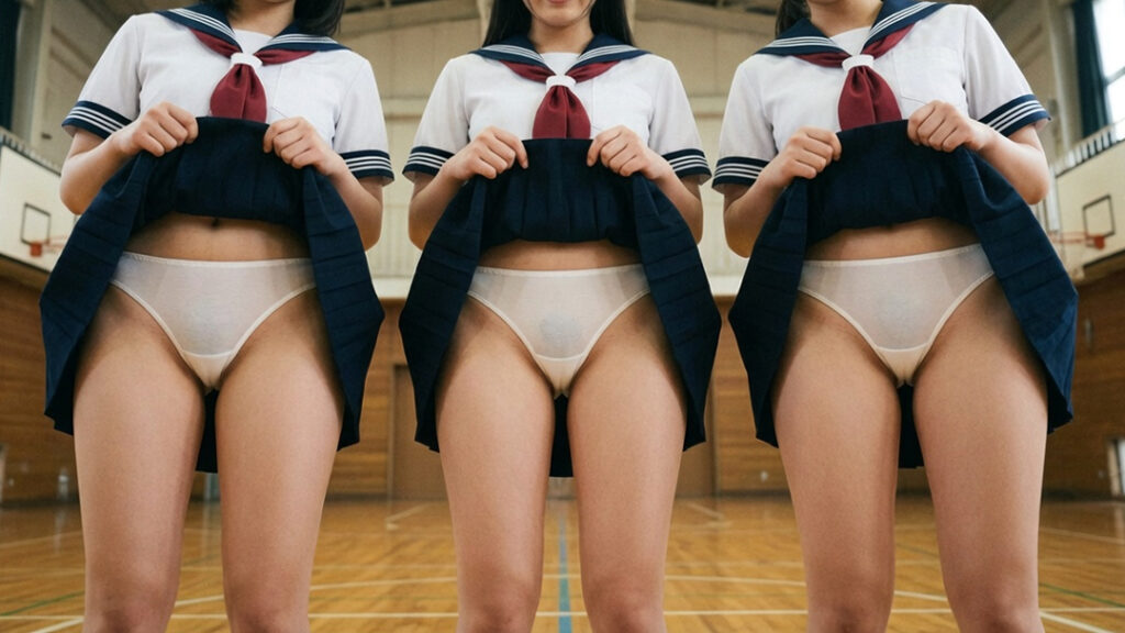 膝立ちパンチラ⑤