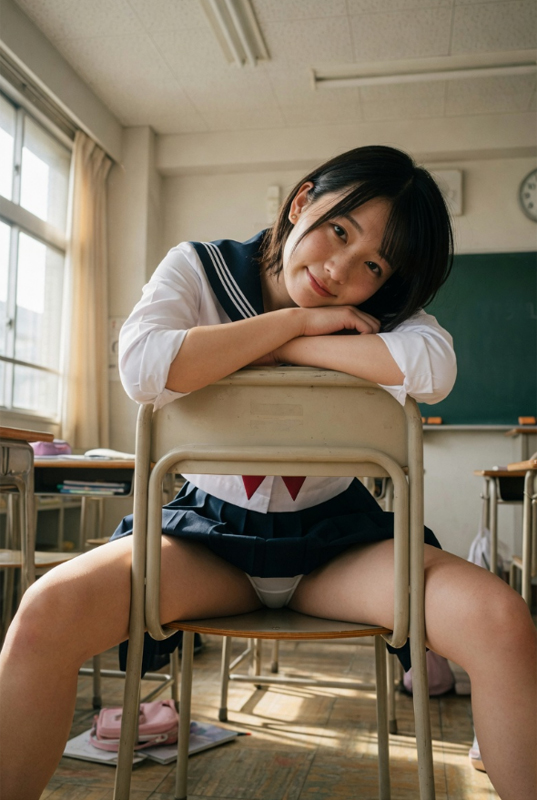 椅子に座ってパンチラ③