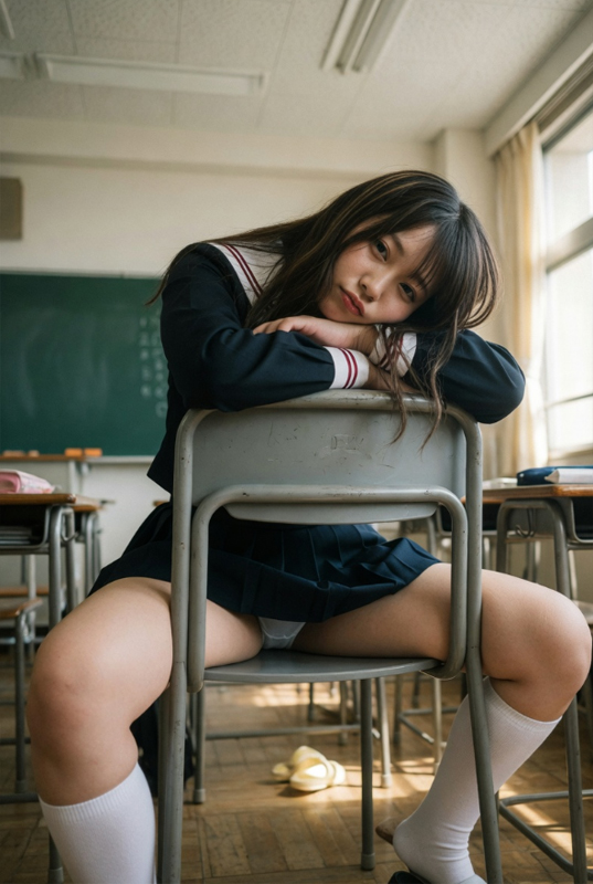 椅子に座ってパンチラ④