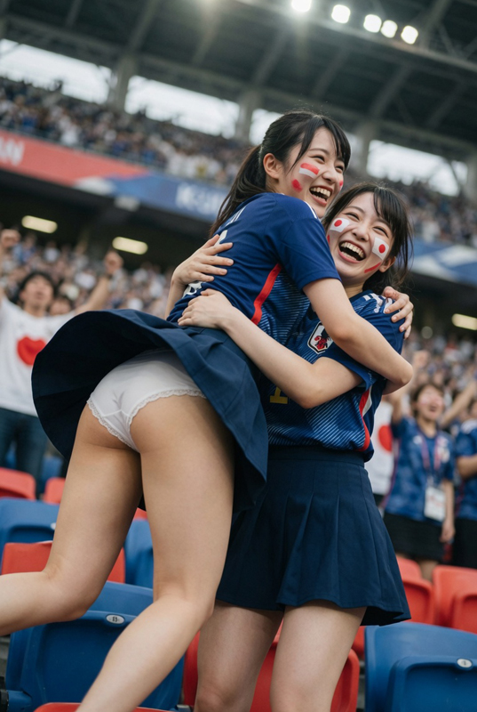 サムライブルー娘、勝利に歓喜しパンチラ⑦