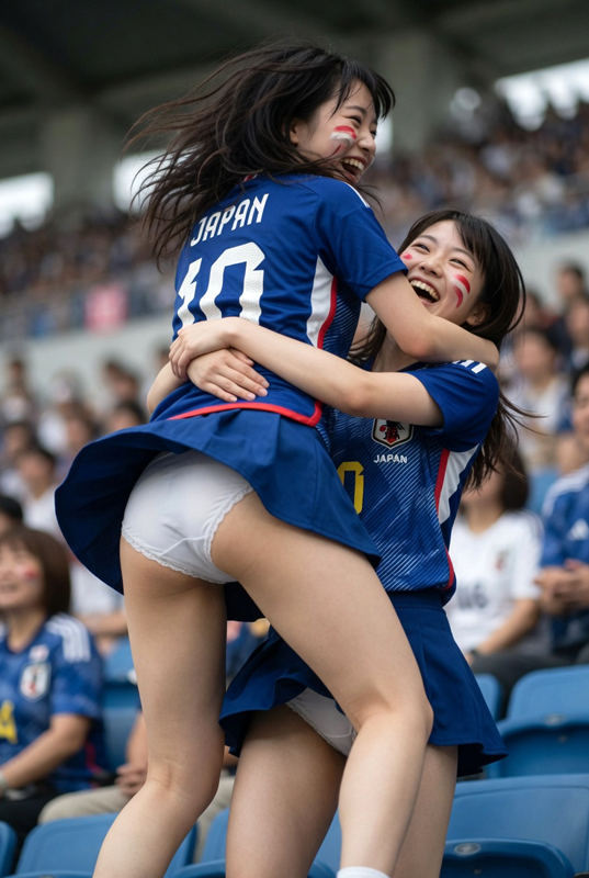 サムライブルー娘、勝利に歓喜しパンチラ③