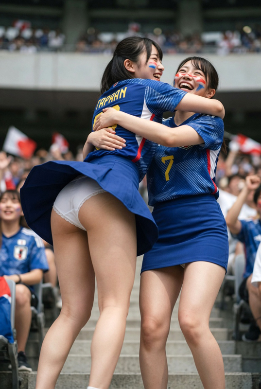 サムライブルー娘、勝利に歓喜しパンチラ④