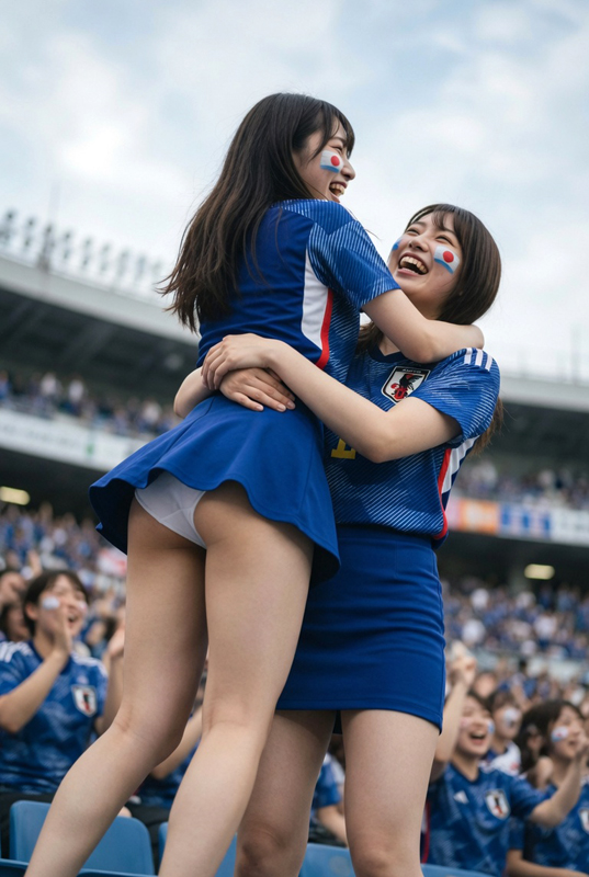 サムライブルー娘、勝利に歓喜しパンチラ⑥