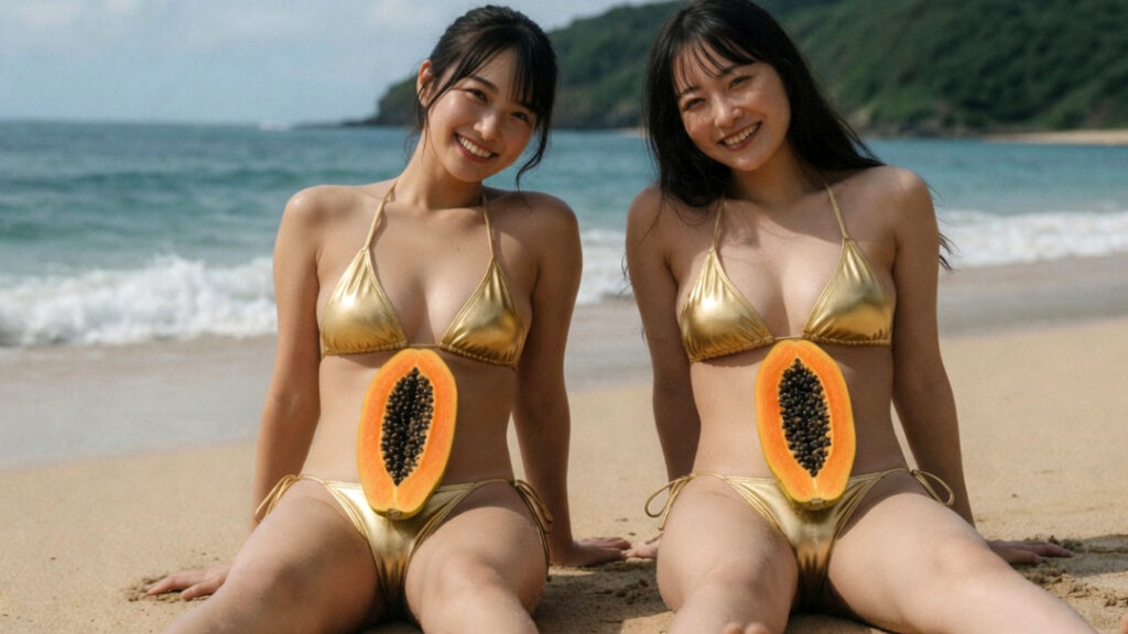 金色ビキニ娘たちパパイア・マンゴーだね⑥