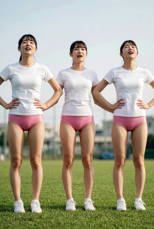 グラウンドにて恥丘が眩しいブルマ娘③-2