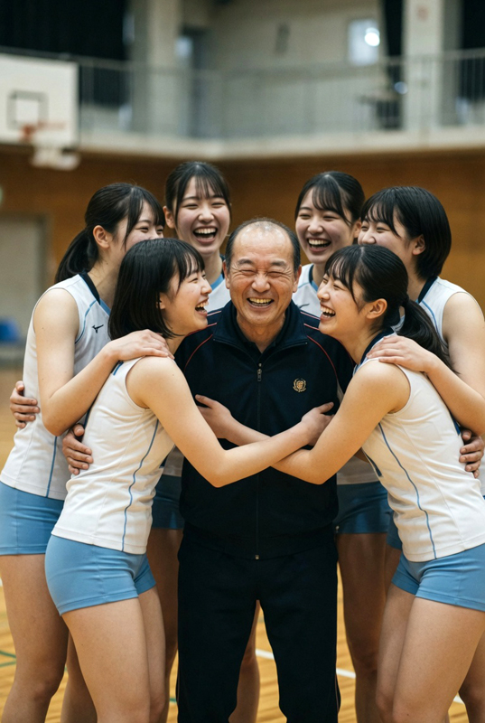 優勝に喜ぶ選手に囲まれハゲ監督も歓喜！①