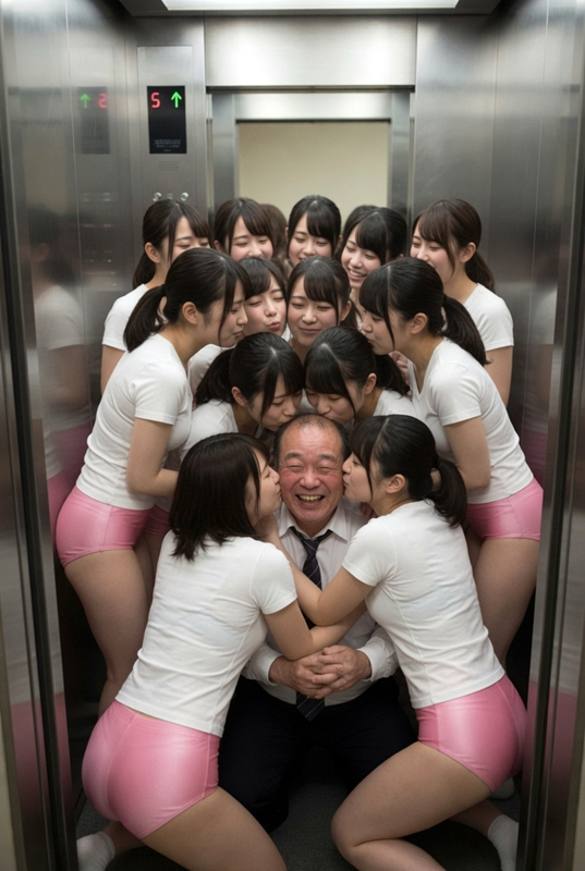 ブルマ娘たちにキスをされて喜ぶハゲ教師②-2