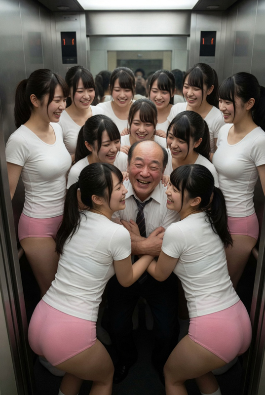 ブルマ娘たちにキスをされて喜ぶハゲ教師③-2