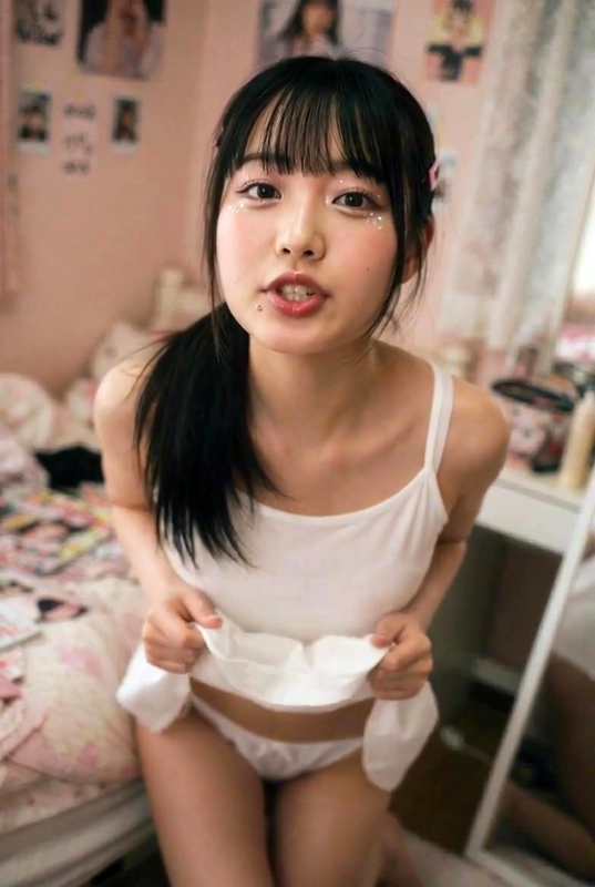 グラドルの白ワンピ裾捲りパンチラ2①-6